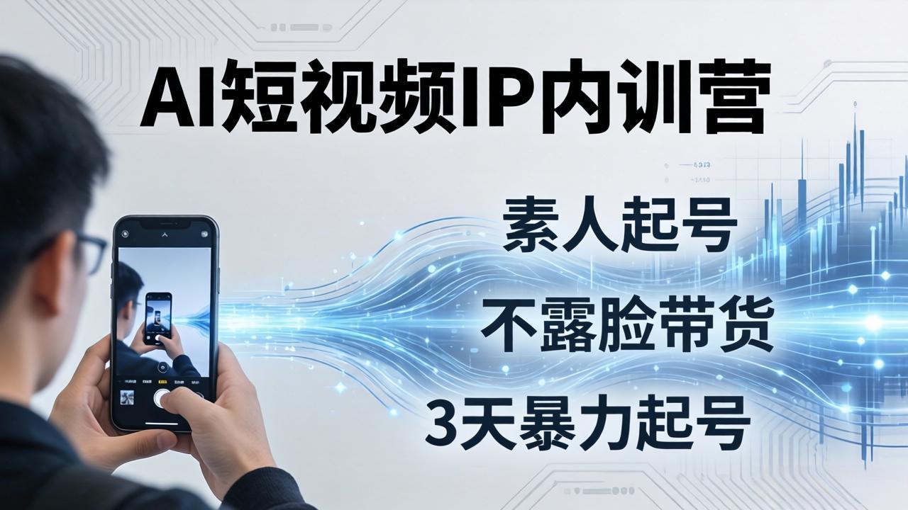 2026AI短视频IP内训营：从素人起号到不露脸带货，3天暴力起号全流程拆解-紫橙资源网