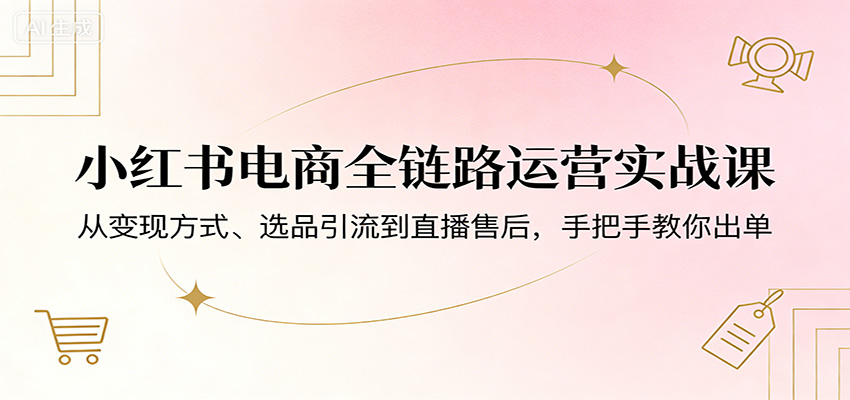 小红书电商全链路运营实战课：从变现方式、选品引流到直播售后，手把手教你出单-紫橙资源网