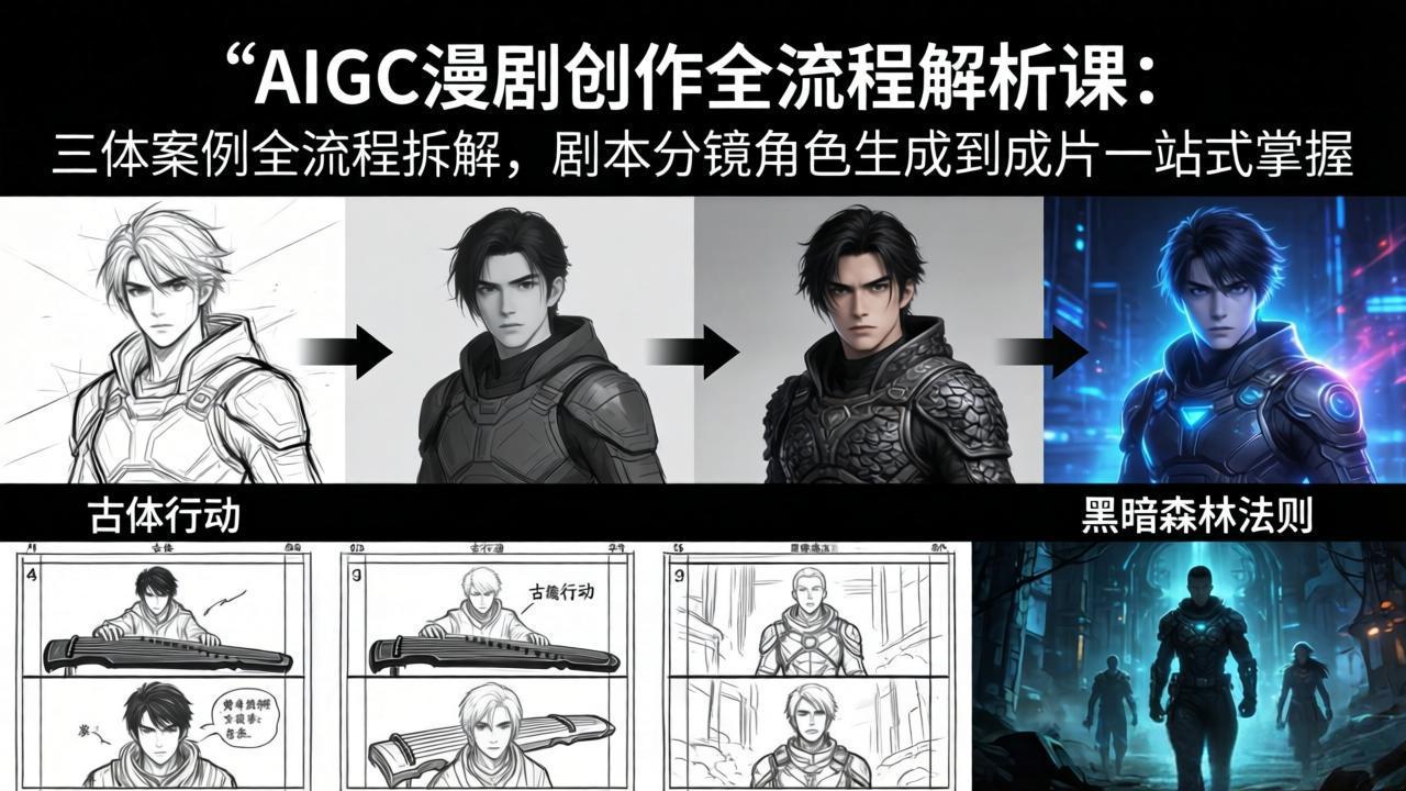 AIGC漫剧创作全流程解析课:三体案例全流程拆解,剧本分镜角色生成到成片一站式掌握-紫橙资源网