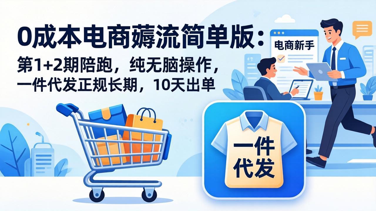 0成本电商薅流简单版：第1+2期陪跑，纯无脑操作，一件代发正规长期，10天出单-紫橙资源网