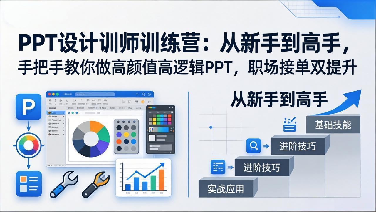 PPT设计训师训练营：从新手到高手，手把手教你做高颜值高逻辑PPT，职场接单双提升-紫橙资源网