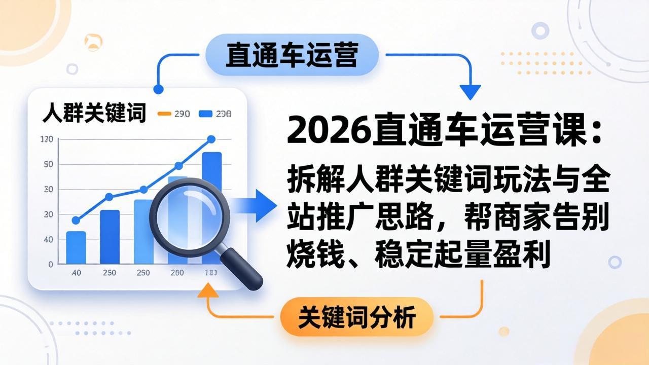 2026直通车运营课：拆解人群关键词玩法与全站推广思路，帮商家告别烧钱、稳定起量盈利-紫橙资源网