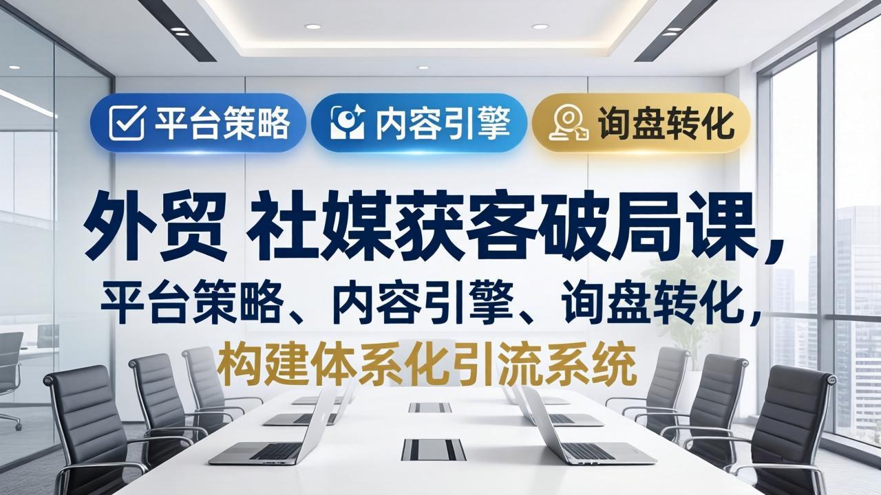 外贸 社媒获客破局课，平台策略、内容引擎、询盘转化，构建体系化引流系统（更新26年3月）-紫橙资源网