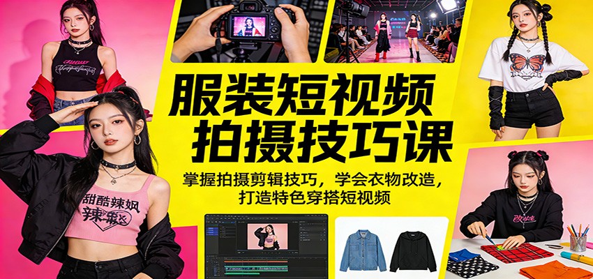 服装短视频拍摄技巧课：掌握拍摄剪辑技巧，学会衣物改造，打造特色穿搭短视频-紫橙资源网