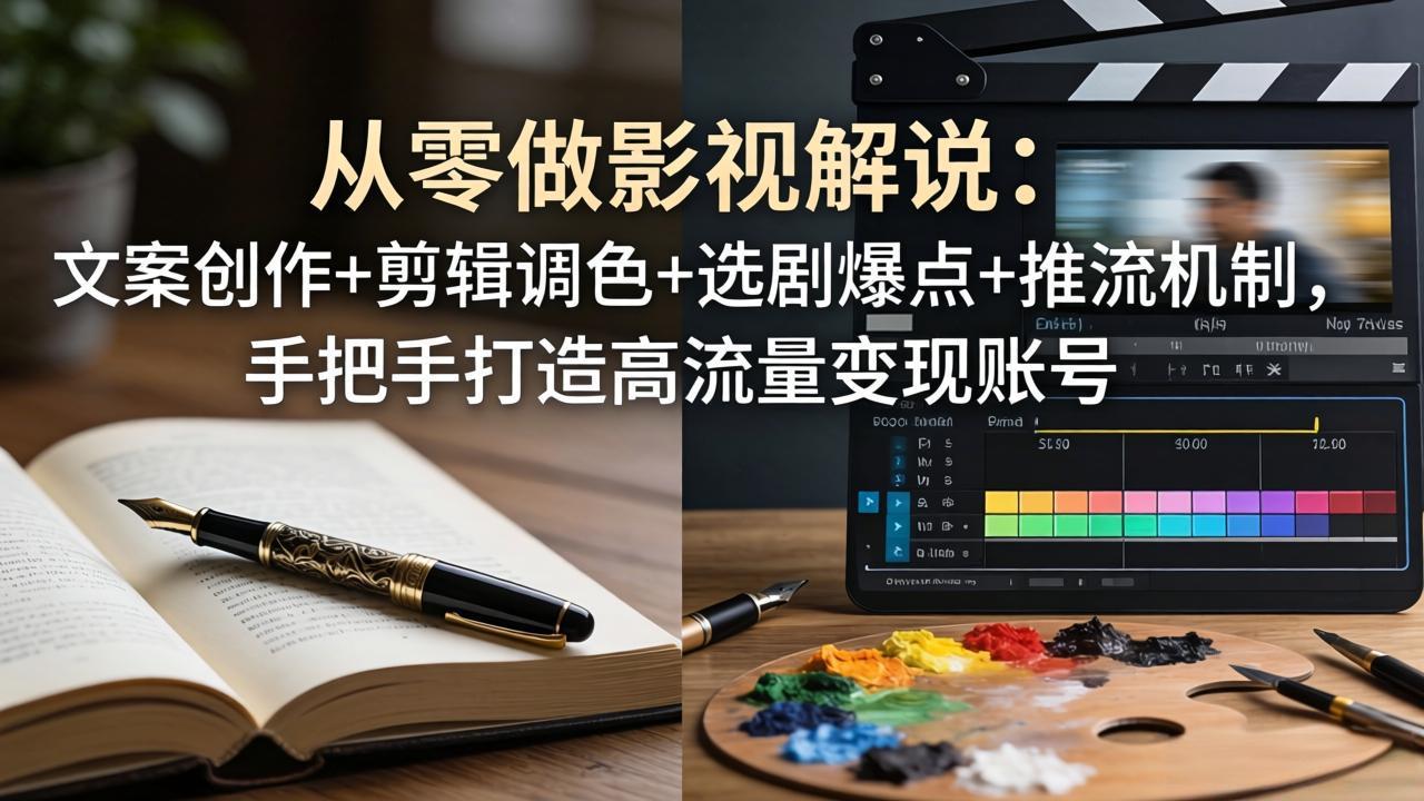 从零做影视解说:文案创作+剪辑调色+选剧爆点+推流机制,手把手打造高流量变现账号-紫橙资源网
