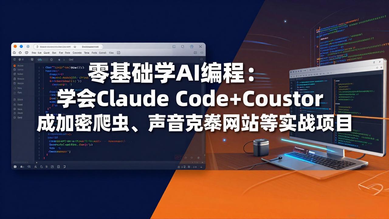 零基础学AI编程:学会Claude Code+Cursor完成加密爬虫、声音克隆网站等实战项目-紫橙资源网