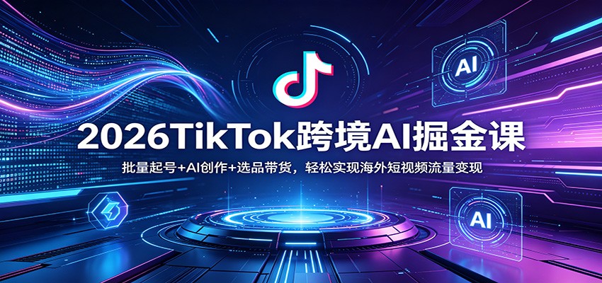 2026TikTok跨境AI掘金课:批量起号+AI创作+选品带货,轻松实现海外短视频流量变现-紫橙资源网