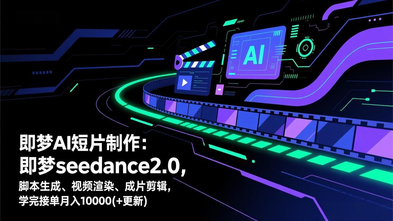 即梦AI 短片制作(更新):即梦seedance2.0,脚本生成、视频渲染、成片剪辑,学完接单月入10000+-紫橙资源网