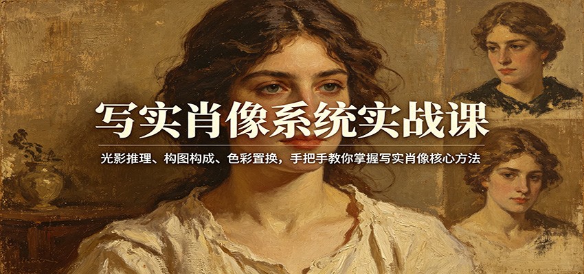 写实肖像系统实战课:光影推理、构图构成、色彩置换,手把手教你掌握写实肖像核心方法-紫橙资源网