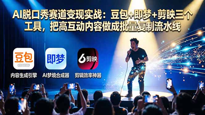 AI脱口秀赛道变现实战：豆包+即梦+剪映三个工具，把高互动内容做成批量复制流水线-紫橙资源网