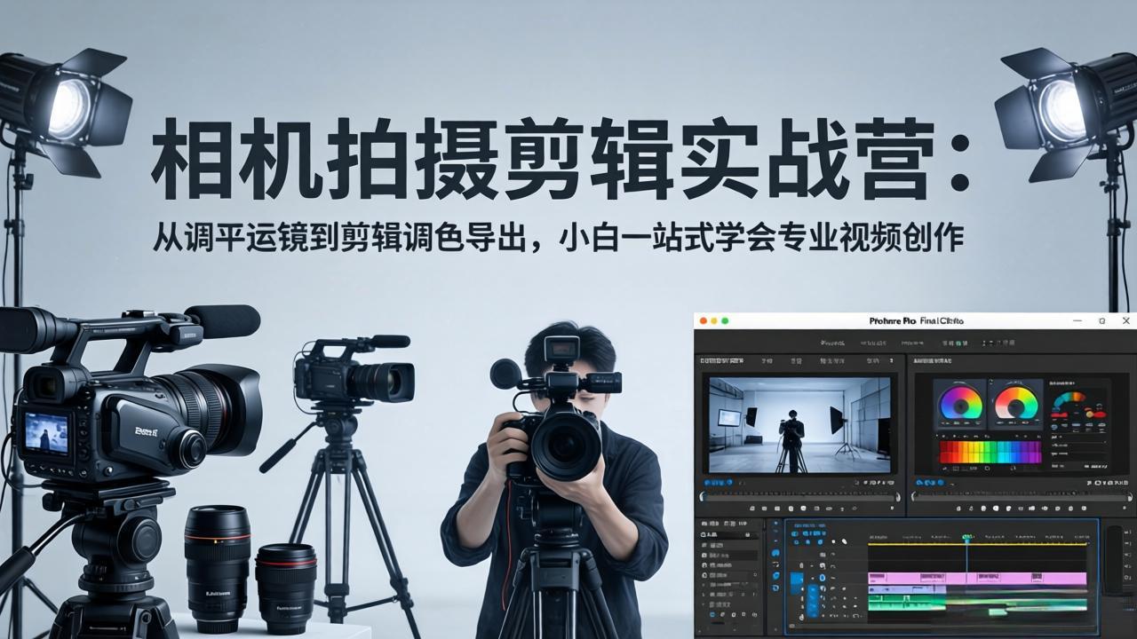 相机拍摄剪辑实战营：从调平运镜到剪辑调色导出，小白一站式学会专业视频创作-紫橙资源网