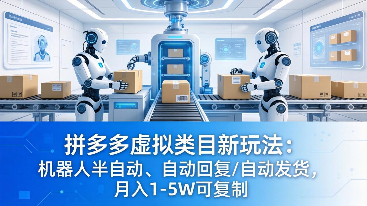 拼多多虚拟类目新玩法:机器人半自动、自动回复 /自动发货,月入 1-5W 可复制-紫橙资源网