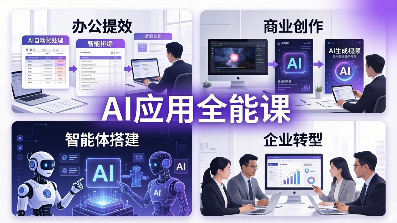 AIGC 应用师全能课-更新:办公提效、商业创作、智能体搭建、企业转型,一站式学会AI应用-紫橙资源网