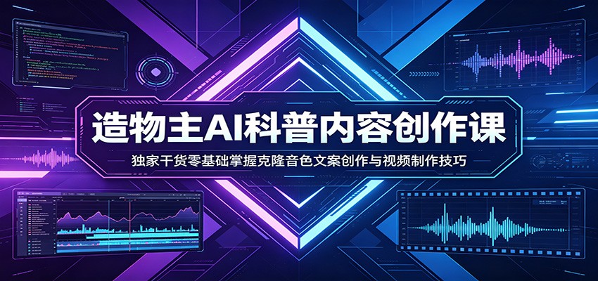 AI科普内容创作课:独家干货零基础掌握克隆音色文案创作与视频制作技巧-紫橙资源网
