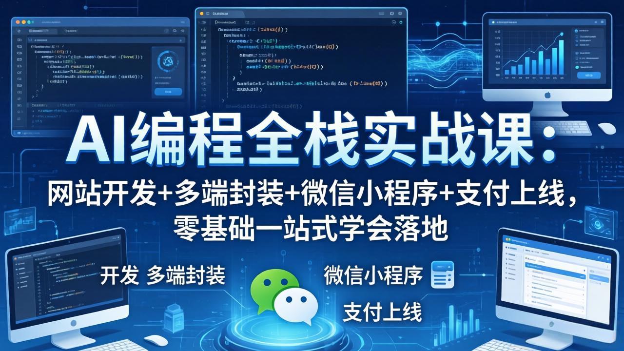 AI编程全栈实战课：网站开发+多端封装+微信小程序+支付上线，零基础一站式学会落地-紫橙资源网