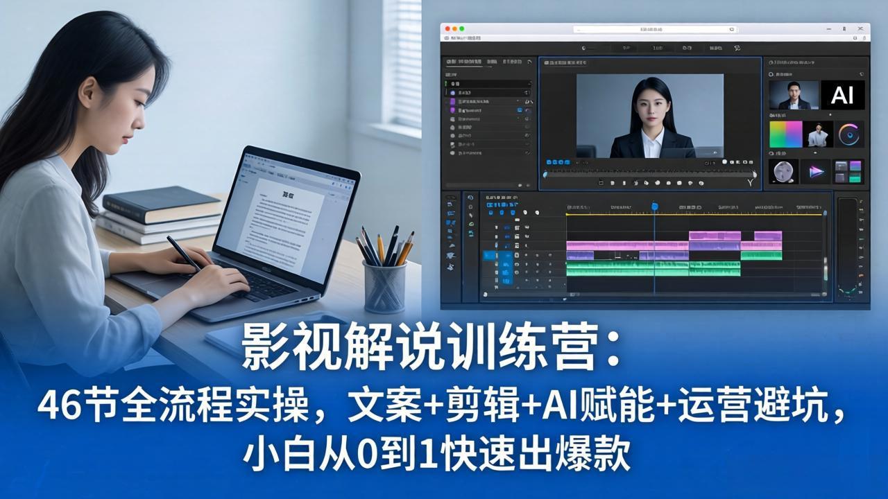 影视解说特训营：46节全流程实操，文案+剪辑+AI赋能+运营避坑，小白从0到1快速出爆款-紫橙资源网