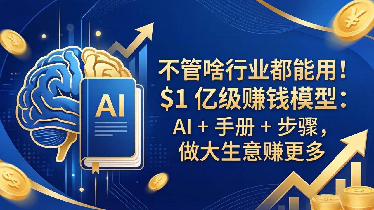不管啥行业都能用！$1 亿级赚钱模型：AI + 手册 + 步骤，做大生意赚更多-紫橙资源网