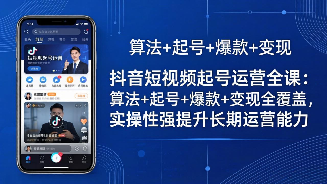 抖音短视频起号运营全课：算法+起号+爆款+变现全覆盖，实操性强提升长期运营能力-紫橙资源网