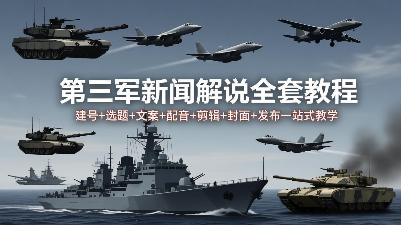 第三军迷新闻解说全套教程：建号+选题+文案+配音+剪辑+封面+发布一站式教学-紫橙资源网
