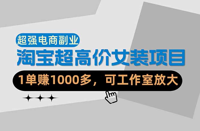 【超强副业】淘宝超高价女装项目：1单赚1000多，可工作室放大（共52节）-紫橙资源网