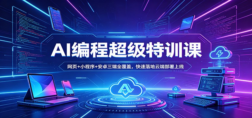 AI编程超级特训课：网页+小程序+安卓三端全覆盖，快速落地云端部署上线-紫橙资源网