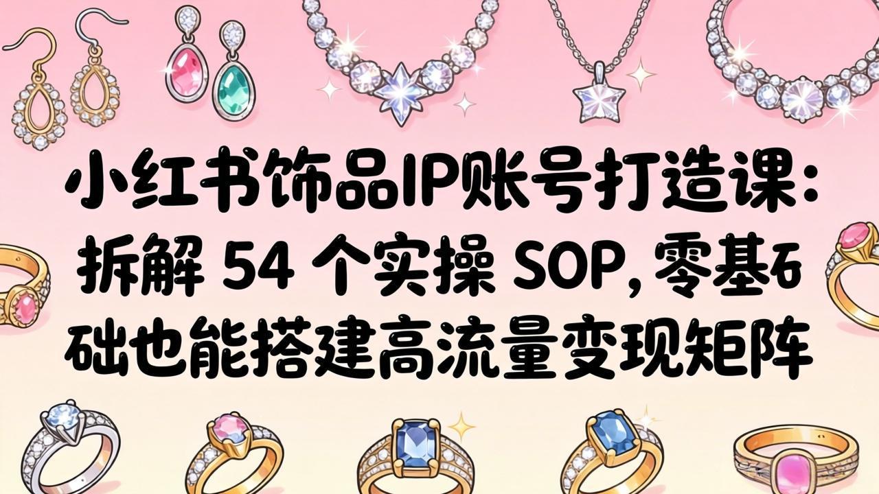 小红书饰品IP账号打造课：拆解 54 个实操 SOP，零基础也能搭建高流量变现矩阵-紫橙资源网