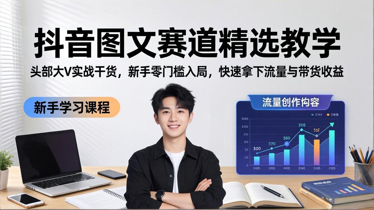 抖音图文赛道精选教学，头部大V实战干货，新手零门槛入局，快速拿下流量与带货收益-紫橙资源网