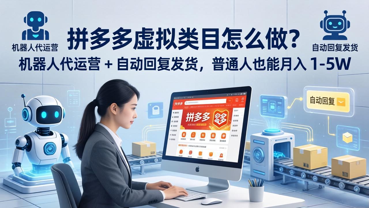 拼多多虚拟类目怎么做？机器人代运营 + 自动回复发货，普通人也能月入 1-5W-紫橙资源网