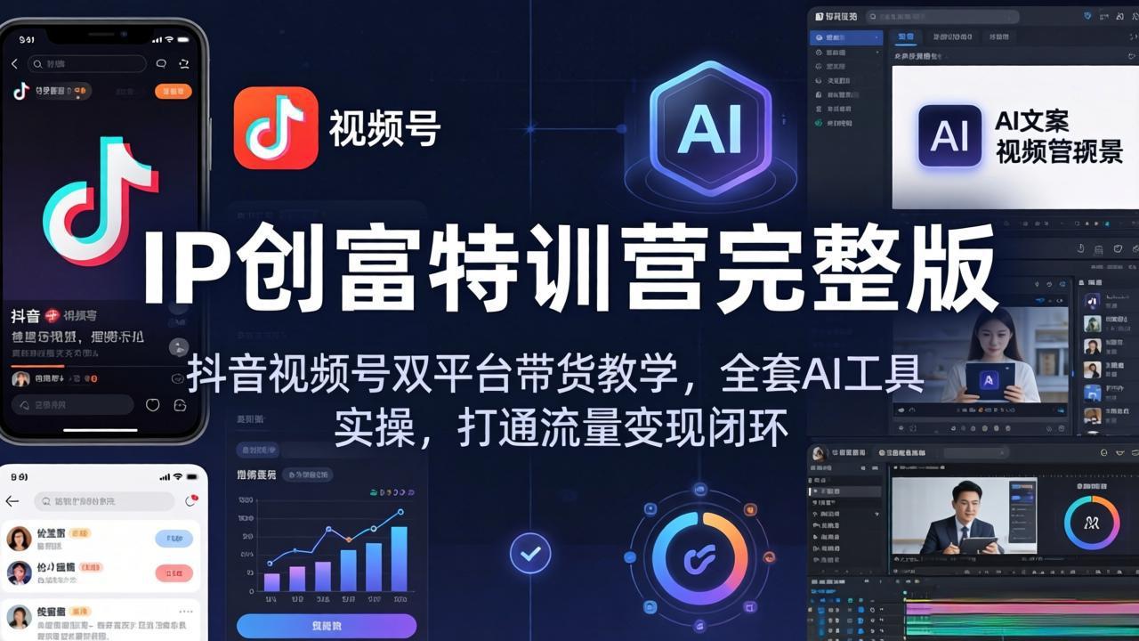 IP创富特训营完整版：抖音视频号双平台带货教学，全套AI工具实操，打通流量变现闭环-紫橙资源网