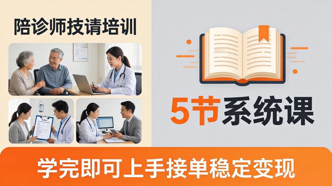 想做陪诊师不知从何下手？5节系统课教你掌握核心技能，学完即可上手接单稳定变现-紫橙资源网