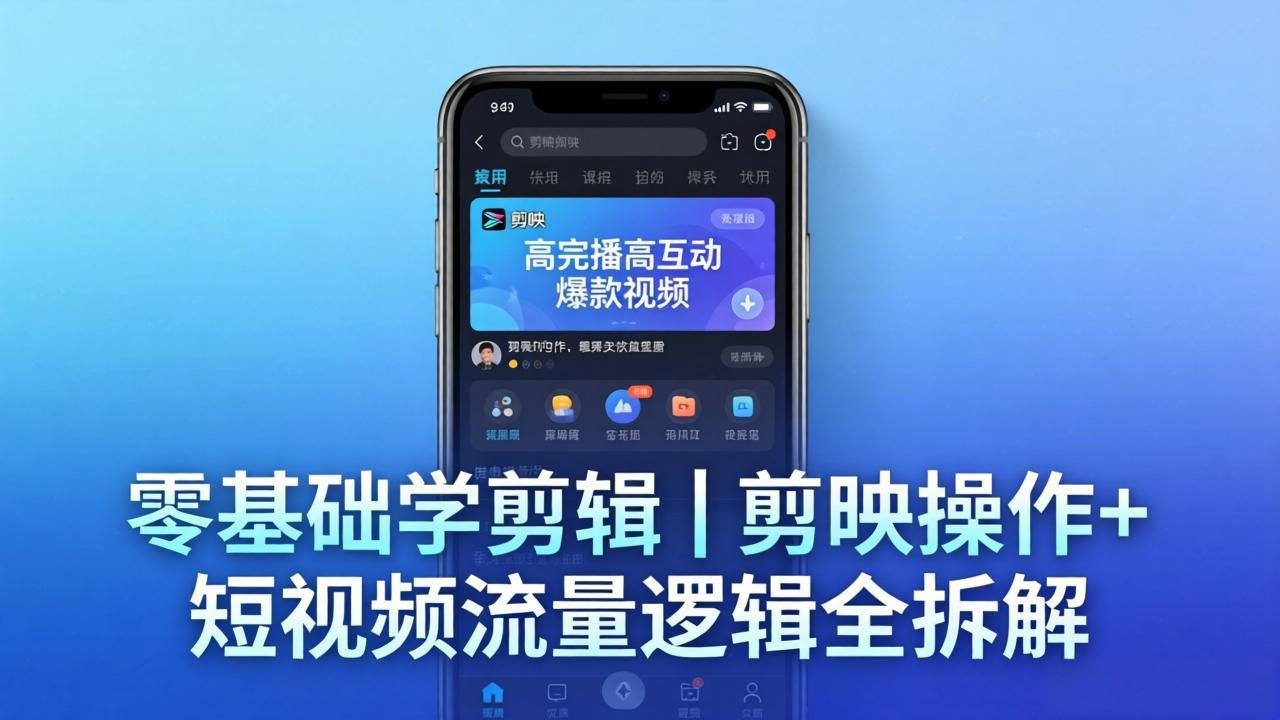 【零基础学剪辑】剪映操作+短视频流量逻辑全拆解｜手把手教你剪出高完播高互动爆款视频-紫橙资源网