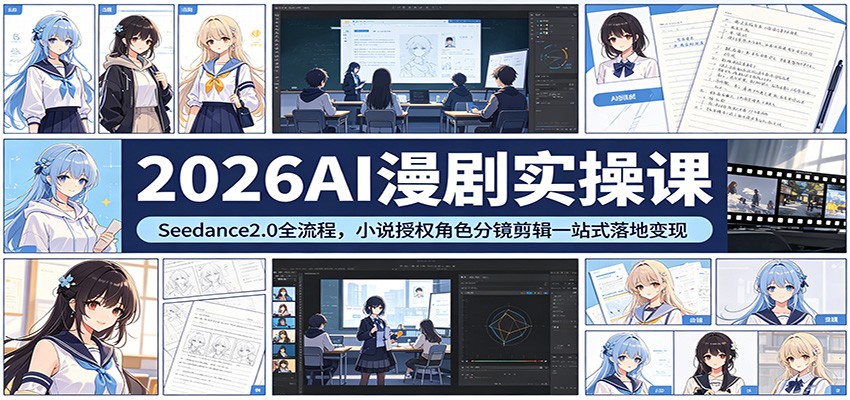 2026AI漫剧实操课：Seedance2.0全流程，小说授权角色分镜剪辑一站式落地变现-紫橙资源网
