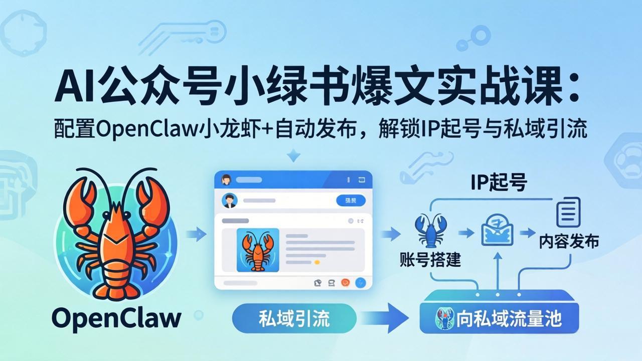 AI公众号小绿书变现实战课：小绿书爆文写作+OpenClaw自动发布，解锁IP起号与私域引流-紫橙资源网