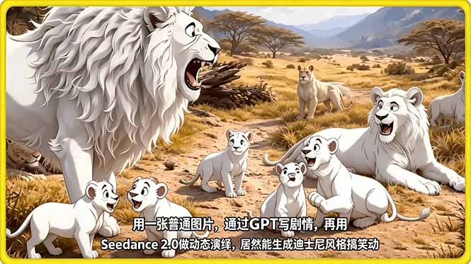 用一张普通图片，通过GPT写剧情，再用Seedance 2.0做动态演绎，居然能生成迪士尼风格搞笑动画-紫橙资源网