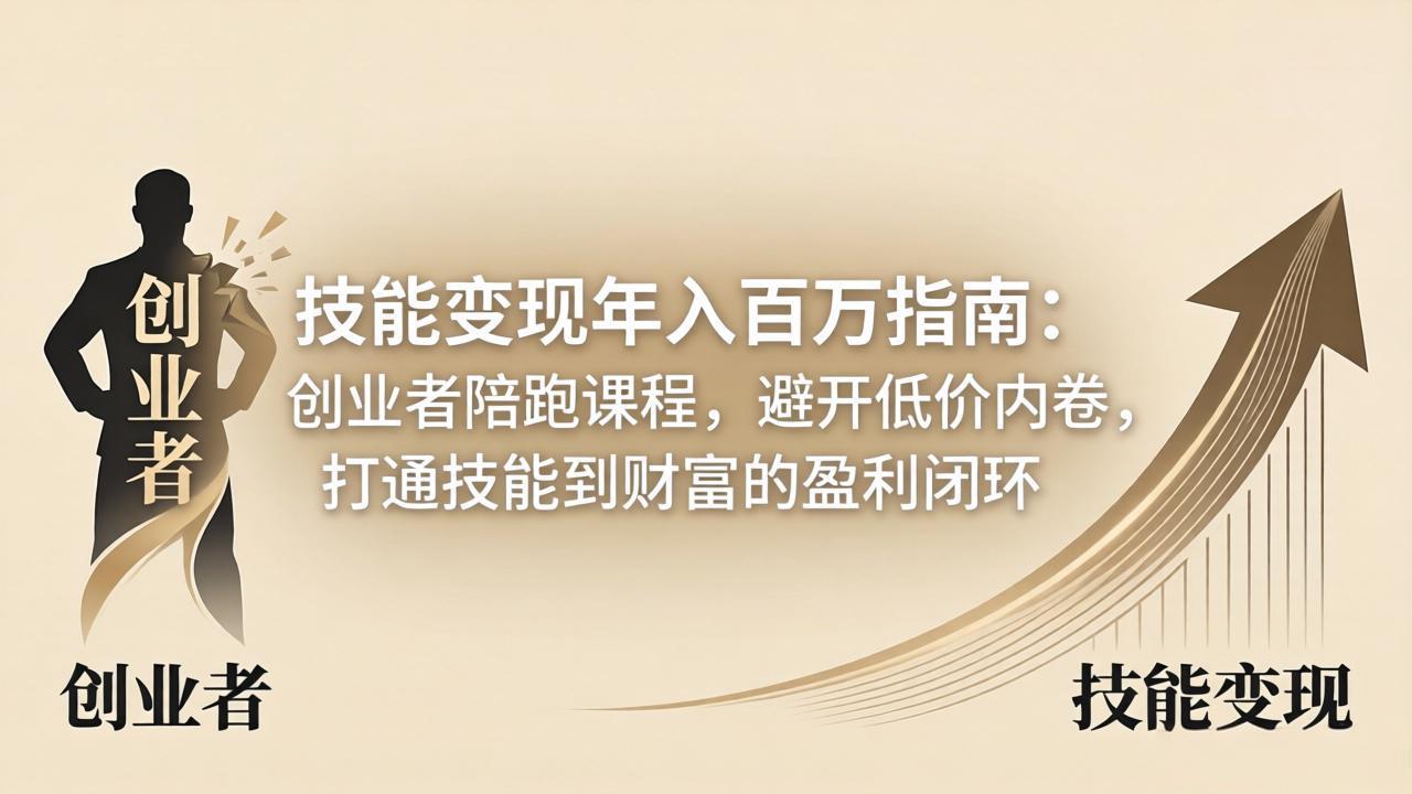 技能变现年入百万指南：创业者陪跑课程，避开低价内卷，打通技能到财富的盈利闭环-紫橙资源网