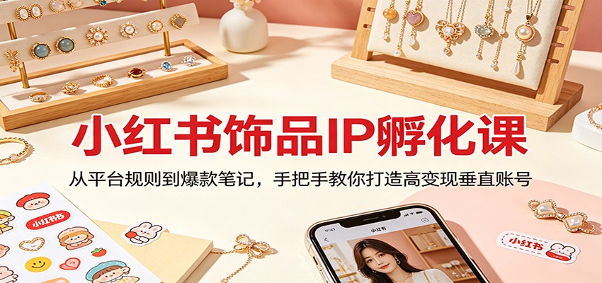 小红书饰品IP孵化课：从平台规则到爆款笔记，手把手教你打造高变现垂直账号-紫橙资源网
