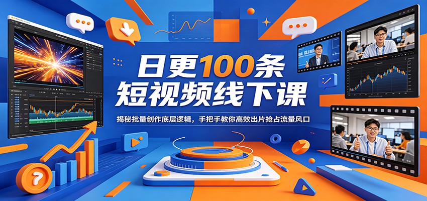 日更100条短视频线下课：揭秘批量创作底层逻辑，手把手教你高效出片抢占流量风口-紫橙资源网