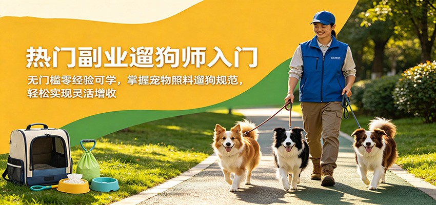 热门副业遛狗师入门，无门槛零经验可学，掌握宠物照料遛狗规范，轻松实现灵活增收-紫橙资源网