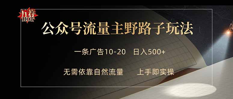 公众号流量主野路子玩法 单条广告10-20元 日入500+-紫橙资源网