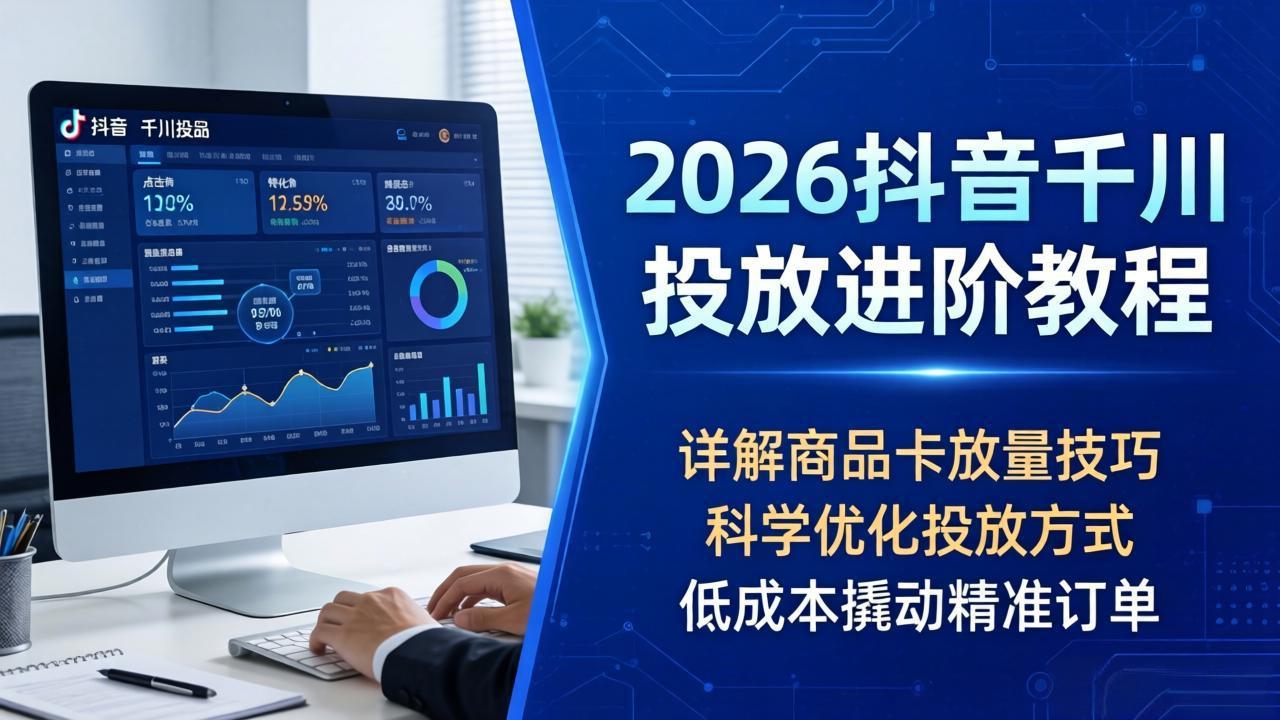 2026抖音千川投放进阶教程，详解商品卡放量技巧，科学优化投放方式，低成本撬动精准订单-紫橙资源网
