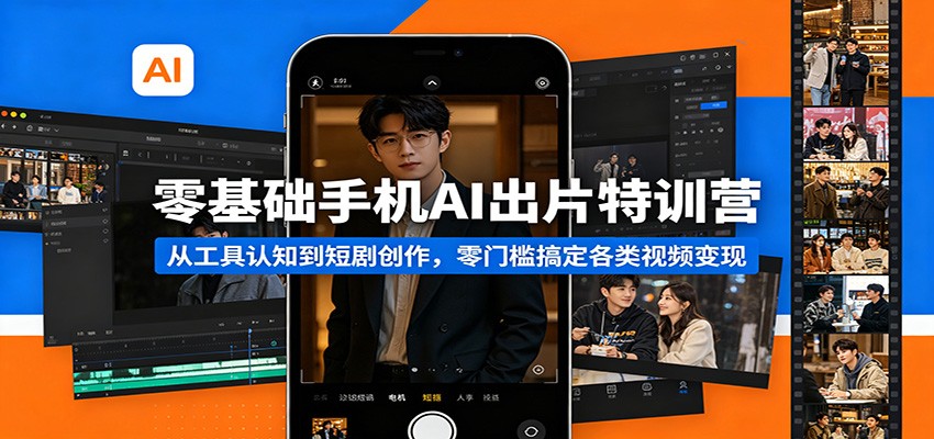 零基础手机AI出片特训营：从工具认知到短剧创作，零门槛搞定各类视频变现-紫橙资源网