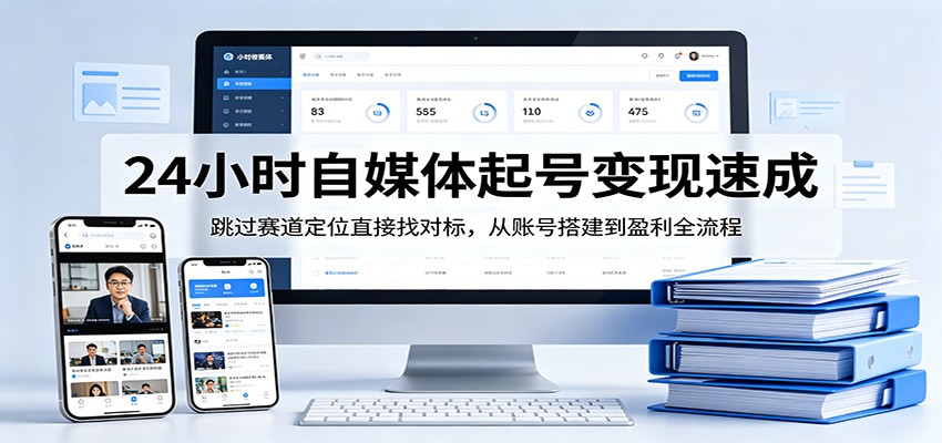 24小时自媒体起号变现速成，跳过赛道定位直接找对标，从账号搭建到盈利全流程-紫橙资源网