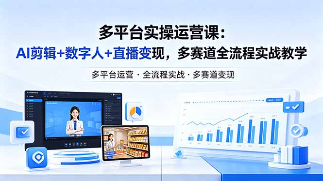 某团队多平台实操运营课-更新26年4月25：AI剪辑+数字人+直播变现，多赛道全流程实战教学-紫橙资源网