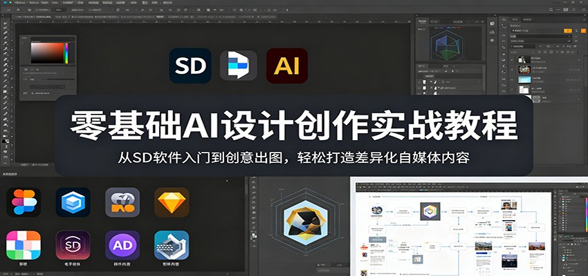 零基础AI设计创作实战教程：从SD软件入门到创意出图，轻松打造差异化自媒体内容-紫橙资源网