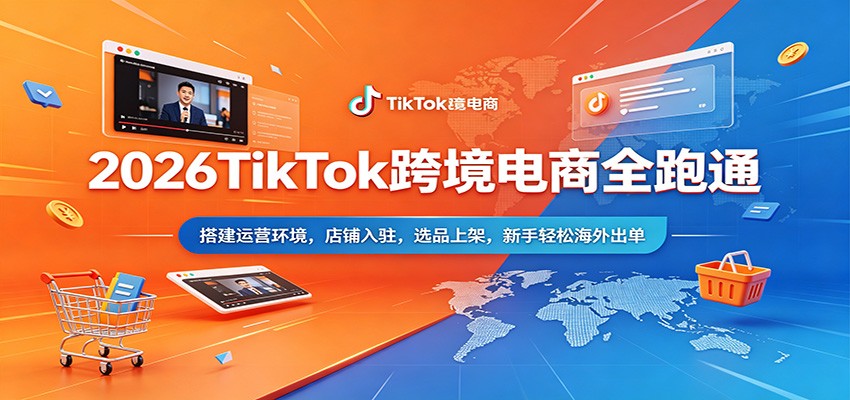 2026TikTok跨境电商全跑通：搭建运营环境，店铺入驻，选品上架，新手轻松海外出单-紫橙资源网