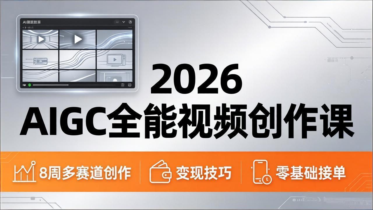 2026AIGC全能视频创作课，8周吃透多赛道创作+变现，零基础也能高效出片接单-紫橙资源网