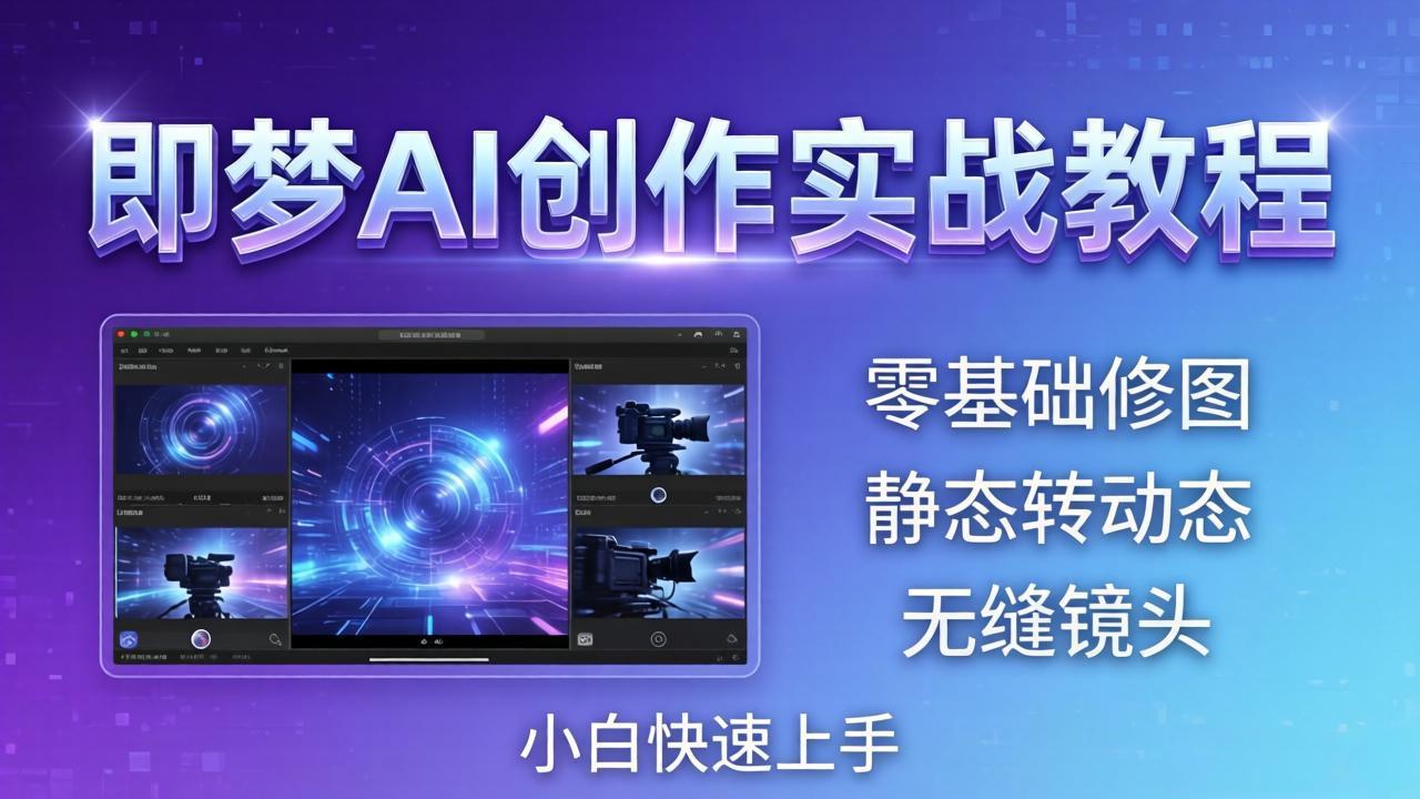 即梦AI创作实战教程，从零基础修图到AI导演，实战教学静态转动态+无缝镜头，小白快速上手-紫橙资源网