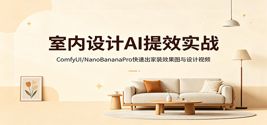室内设计AI提效实战：ComfyUI/NanoBananaPro快速出家装效果图与设计视频-紫橙资源网