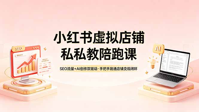 小红书虚拟店铺私教陪跑课，SEO流量+AI创作双驱动，手把手跑通店铺变现闭环-紫橙资源网