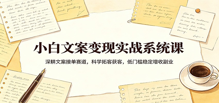 小白文案变现实战系统课：深耕文案接单赛道，科学拓客获客，低门槛稳定增收副业-紫橙资源网